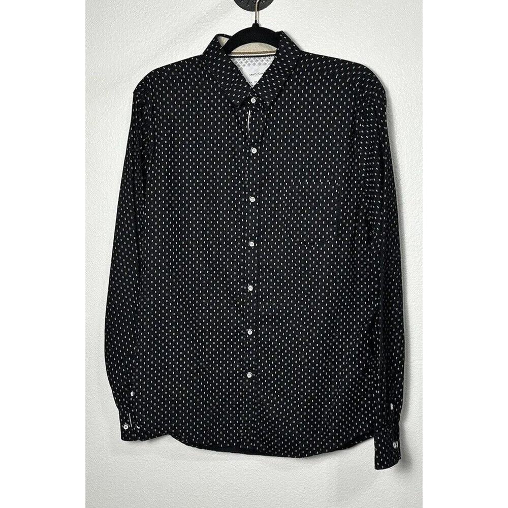Craft + Flow Men's Visitor Navy Blue Long Sleeve Button Up Shirt Size Medium
